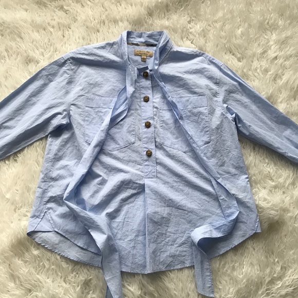 BURBERRY Lobelia Bow Blouse‎ In Pale Blue - Picture 5 of 11